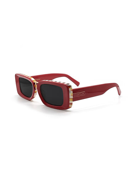CHIEFTAIN - Checker Classic Red-Frame Sunglasses for Men & Women display picture 2